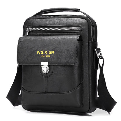 Premium PU Leather Crossbody Bag for Men - Vintage Black Shoulder Bag V888-ELOSUNG18232