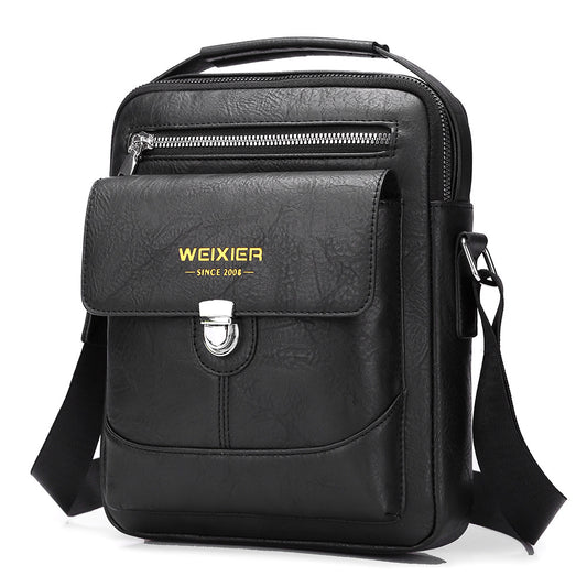 Premium PU Leather Crossbody Bag for Men - Vintage Black Shoulder Bag V888-ELOSUNG18232