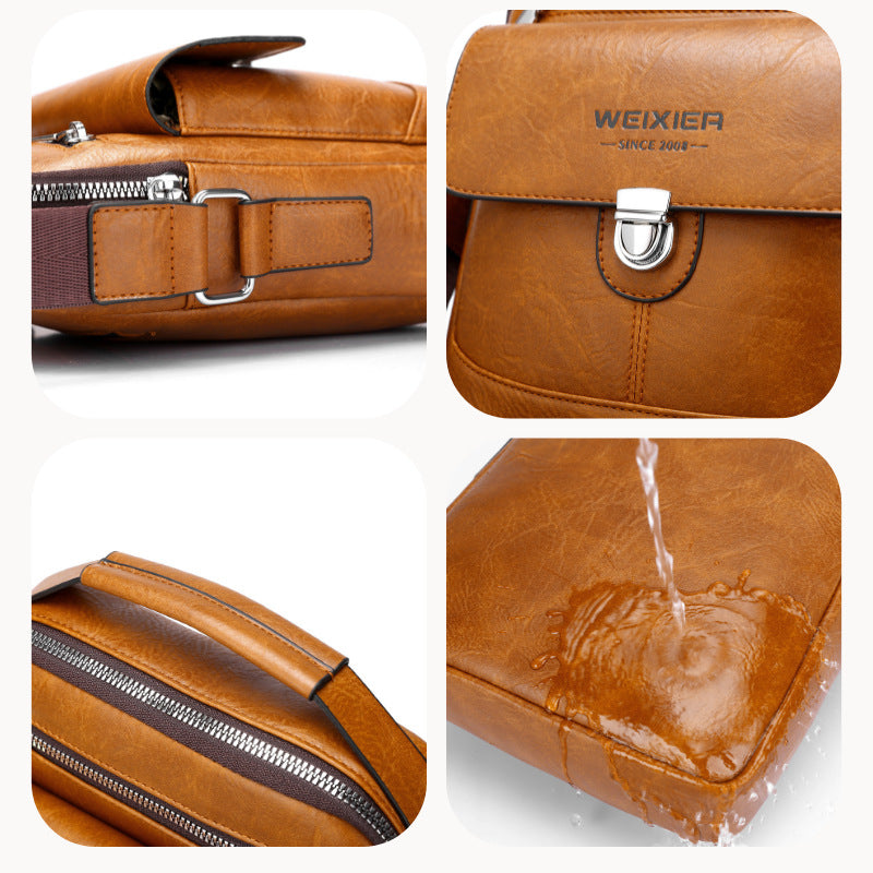 Premium PU Leather Crossbody Bag for Men - Vintage Black Shoulder Bag V888-ELOSUNG18232