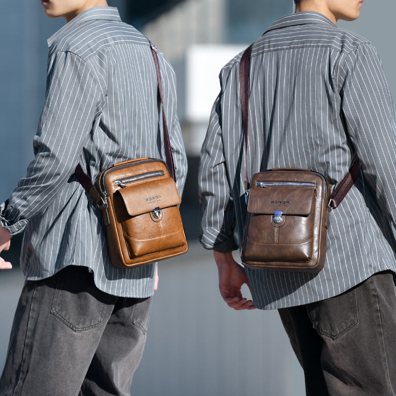 Premium PU Leather Crossbody Bag for Men - Vintage Black Shoulder Bag V888-ELOSUNG18232