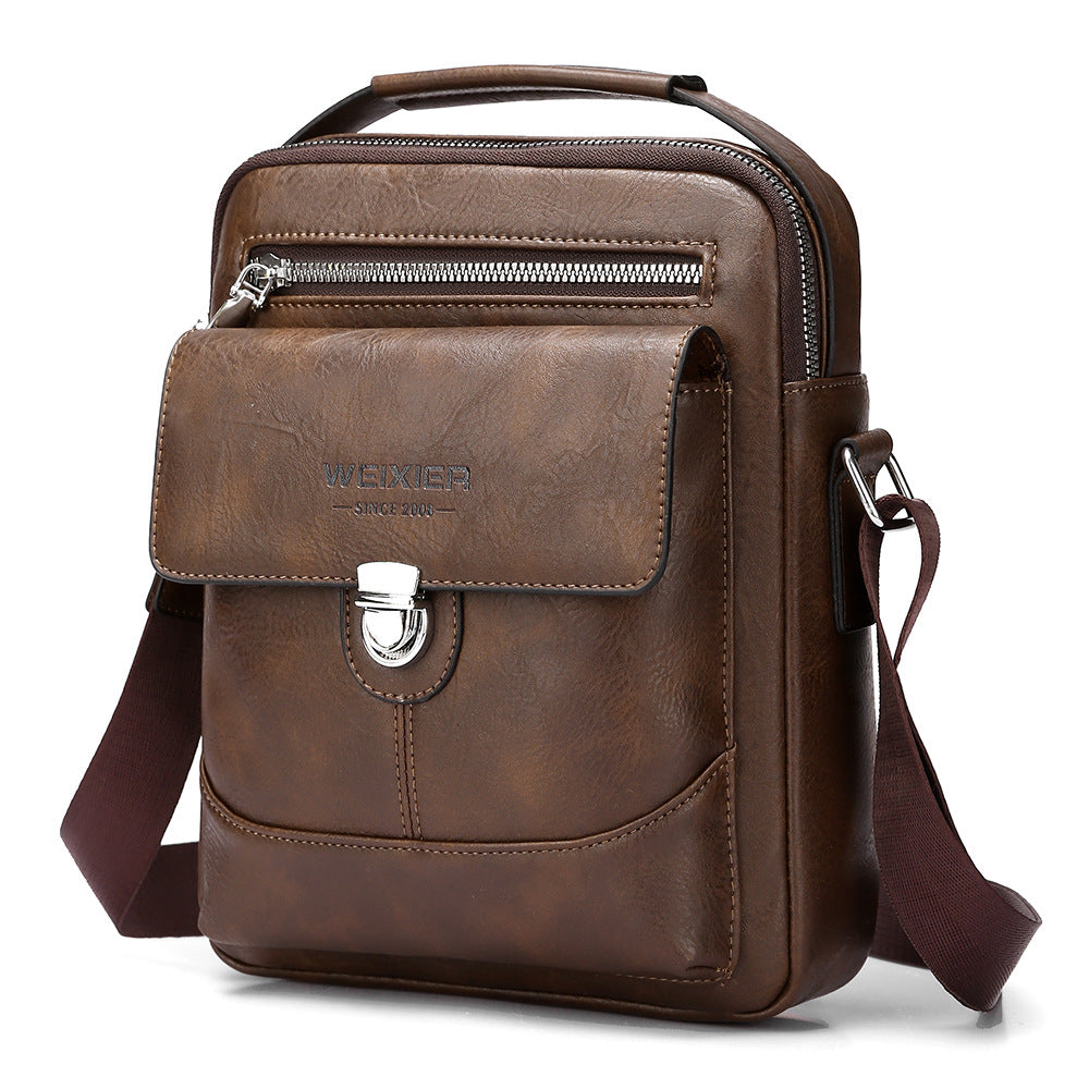 Premium PU Leather Crossbody Bag for Men - Vintage Dark Brown Shoulder Bag V888-ELOSUNG18233