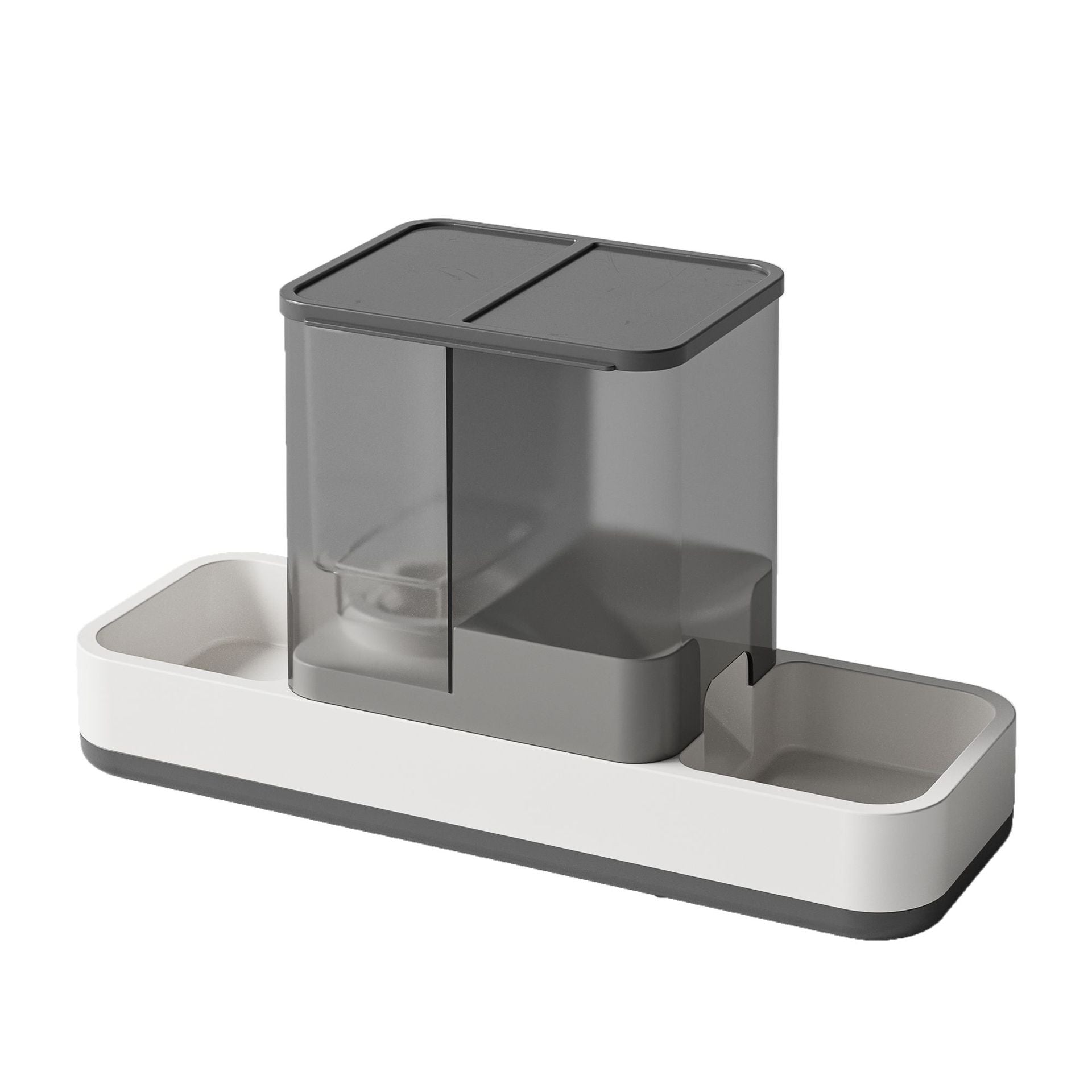 Grey 2-in-1 Automatic Pet Water and Food Dispenser - Gravity Feeder for Cats and Dogs V888-ELOSUNG18234
