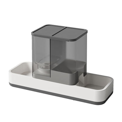 Grey 2-in-1 Automatic Pet Water and Food Dispenser - Gravity Feeder for Cats and Dogs V888-ELOSUNG18234
