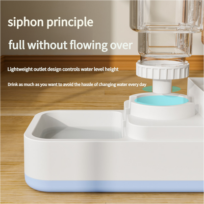 Grey 2-in-1 Automatic Pet Water and Food Dispenser - Gravity Feeder for Cats and Dogs V888-ELOSUNG18234