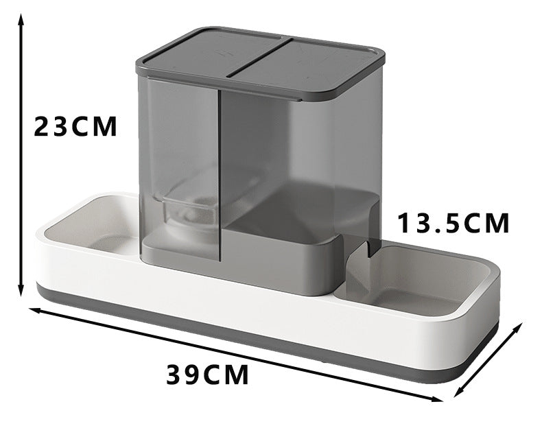 Grey 2-in-1 Automatic Pet Water and Food Dispenser - Gravity Feeder for Cats and Dogs V888-ELOSUNG18234