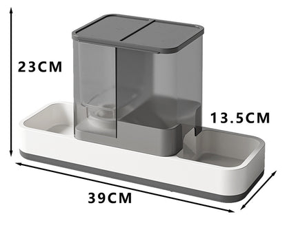 Grey 2-in-1 Automatic Pet Water and Food Dispenser - Gravity Feeder for Cats and Dogs V888-ELOSUNG18234