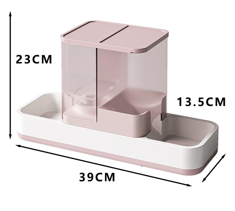 Pink 2-in-1 Automatic Pet Water and Food Dispenser - Gravity Feeder for Cats and Dogs V888-ELOSUNG18236