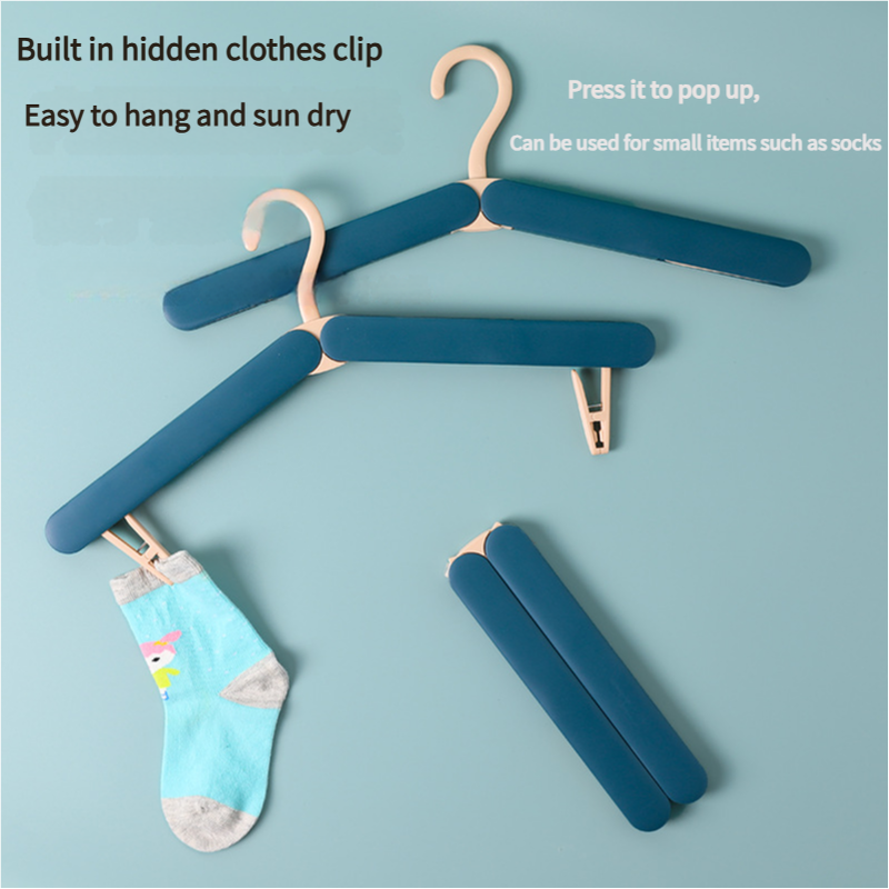 2PCS Pink Portable Travel Hanger with Hidden Clips - Lightweight Folding Clothes Hanger for Socks and Small V888-ELOSUNG18240