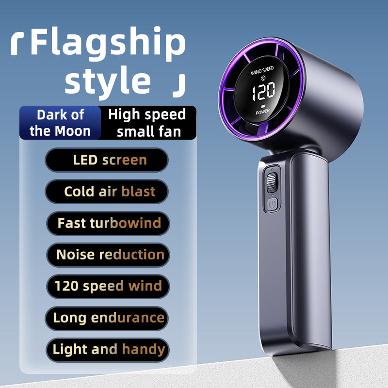 Purple Portable Handheld Fan with 120-Speed Display - USB Rechargeable Mini Cooling Fan for Outdoor Use V888-ELOSUNG18243
