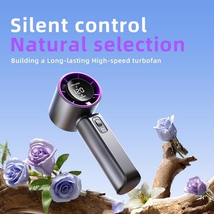 Purple Portable Handheld Fan with 120-Speed Display - USB Rechargeable Mini Cooling Fan for Outdoor Use V888-ELOSUNG18243