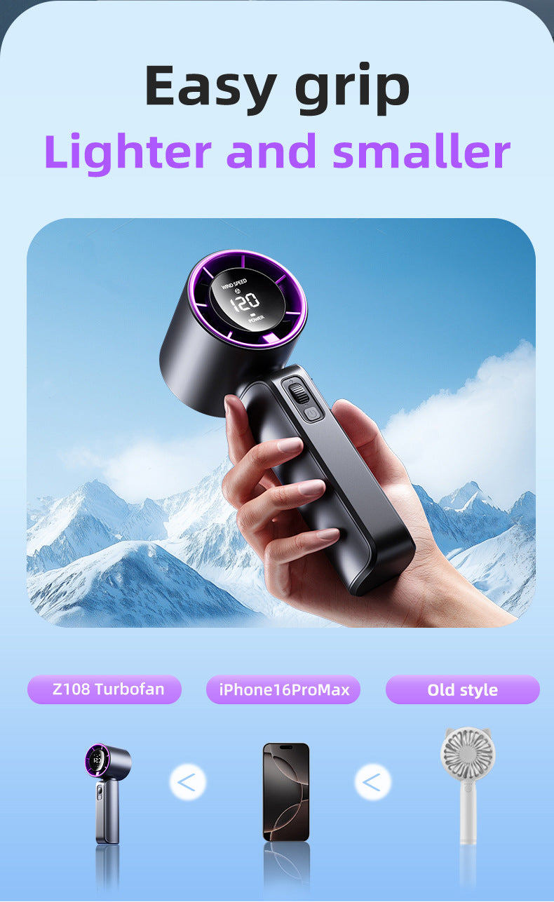 Pink Portable Handheld Fan with 120-Speed Display - USB Rechargeable Mini Cooling Fan for Outdoor Use V888-ELOSUNG18244