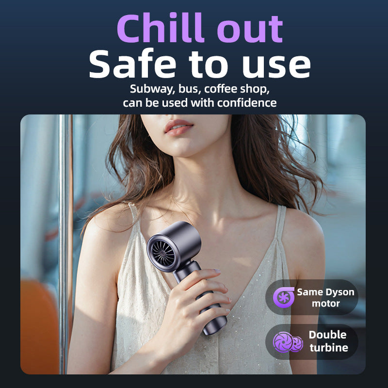 White Portable Handheld Fan with 120-Speed Display - USB Rechargeable Mini Cooling Fan for Outdoor Use V888-ELOSUNG18245