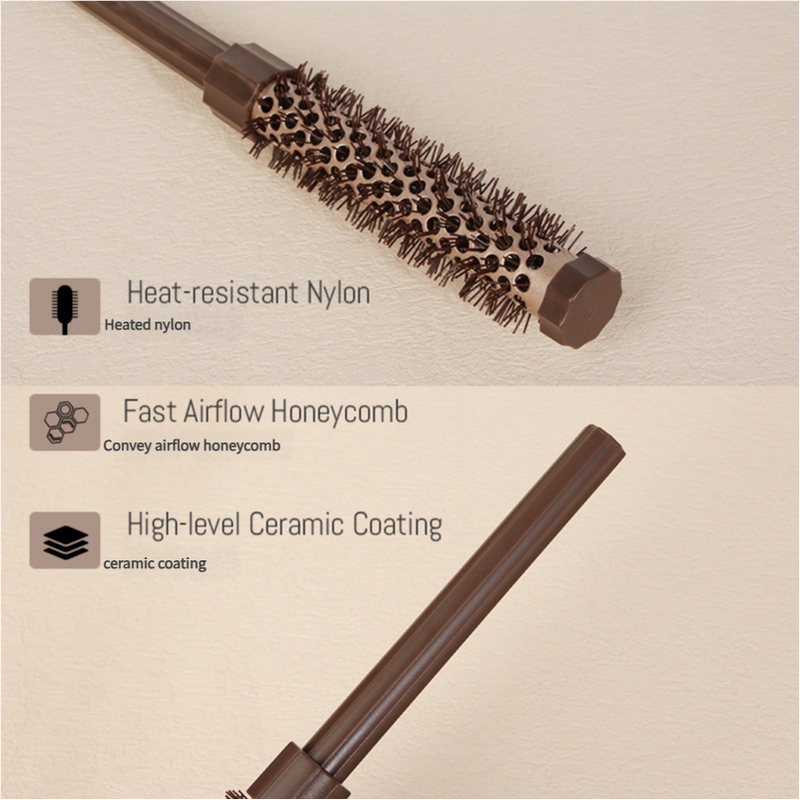 Fluffy Round Hair Brush Set #11 #13 #16 - Volumizing Ceramic Styling Tools for Salon-Perfect Blowouts V888-ELOSUNG18246