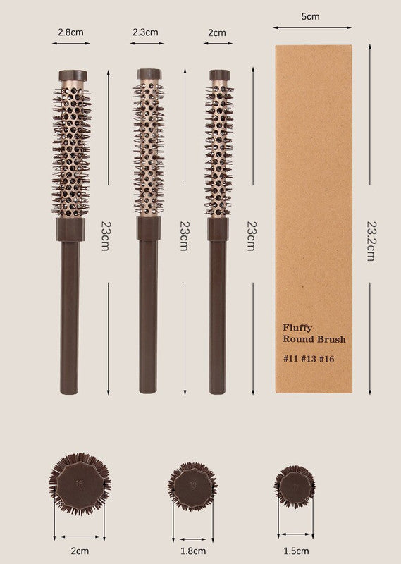 Fluffy Round Hair Brush Set #11 #13 #16 - Volumizing Ceramic Styling Tools for Salon-Perfect Blowouts V888-ELOSUNG18246