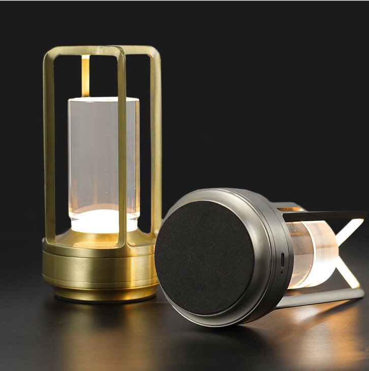 Silver Rechargeable Table Lamp - Touch Dimming 3-Color LED Light for Bedroom and Office V888-ELOSUNG18249
