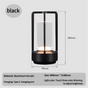 Black Rechargeable Table Lamp - Touch Dimming 3-Color LED Light for Bedroom and Office V888-ELOSUNG18250