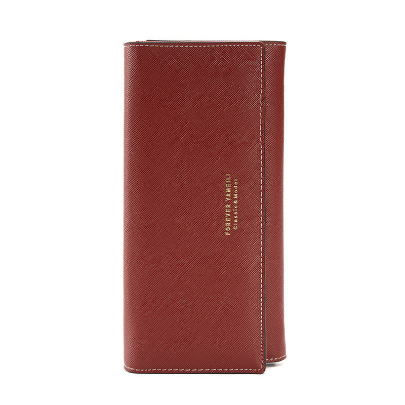Deep Red PU Slim Wallet with Polyester Interior - Stylish Clutch for Cards and Cash V888-ELOSUNG18259