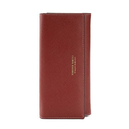 Deep Red PU Slim Wallet with Polyester Interior - Stylish Clutch for Cards and Cash V888-ELOSUNG18259