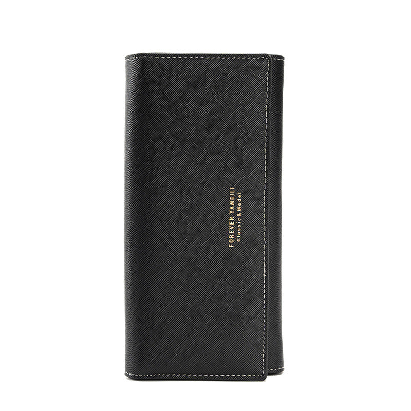 Black PU Slim Wallet with Polyester Interior - Stylish Clutch for Cards and Cash V888-ELOSUNG18260