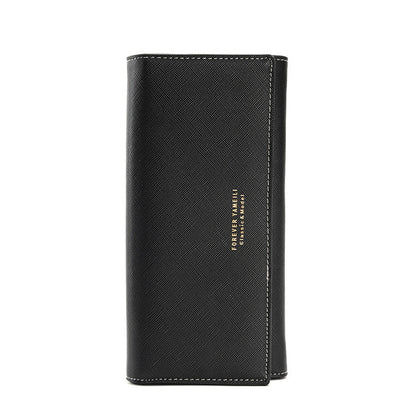 Black PU Slim Wallet with Polyester Interior - Stylish Clutch for Cards and Cash V888-ELOSUNG18260