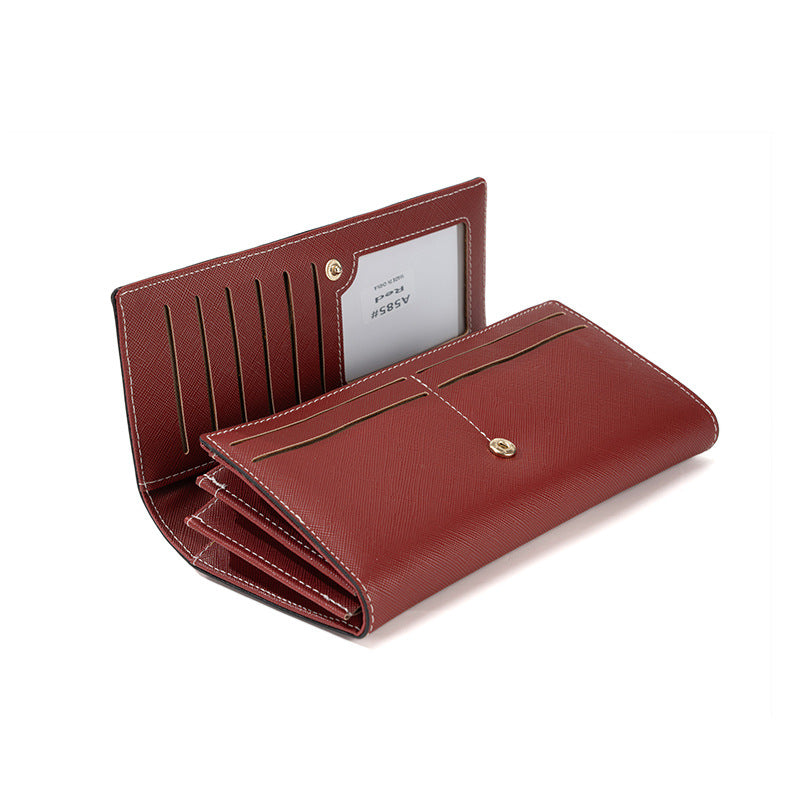 Apricot PU Slim Wallet with Polyester Interior - Stylish Clutch for Cards and Cash V888-ELOSUNG18263