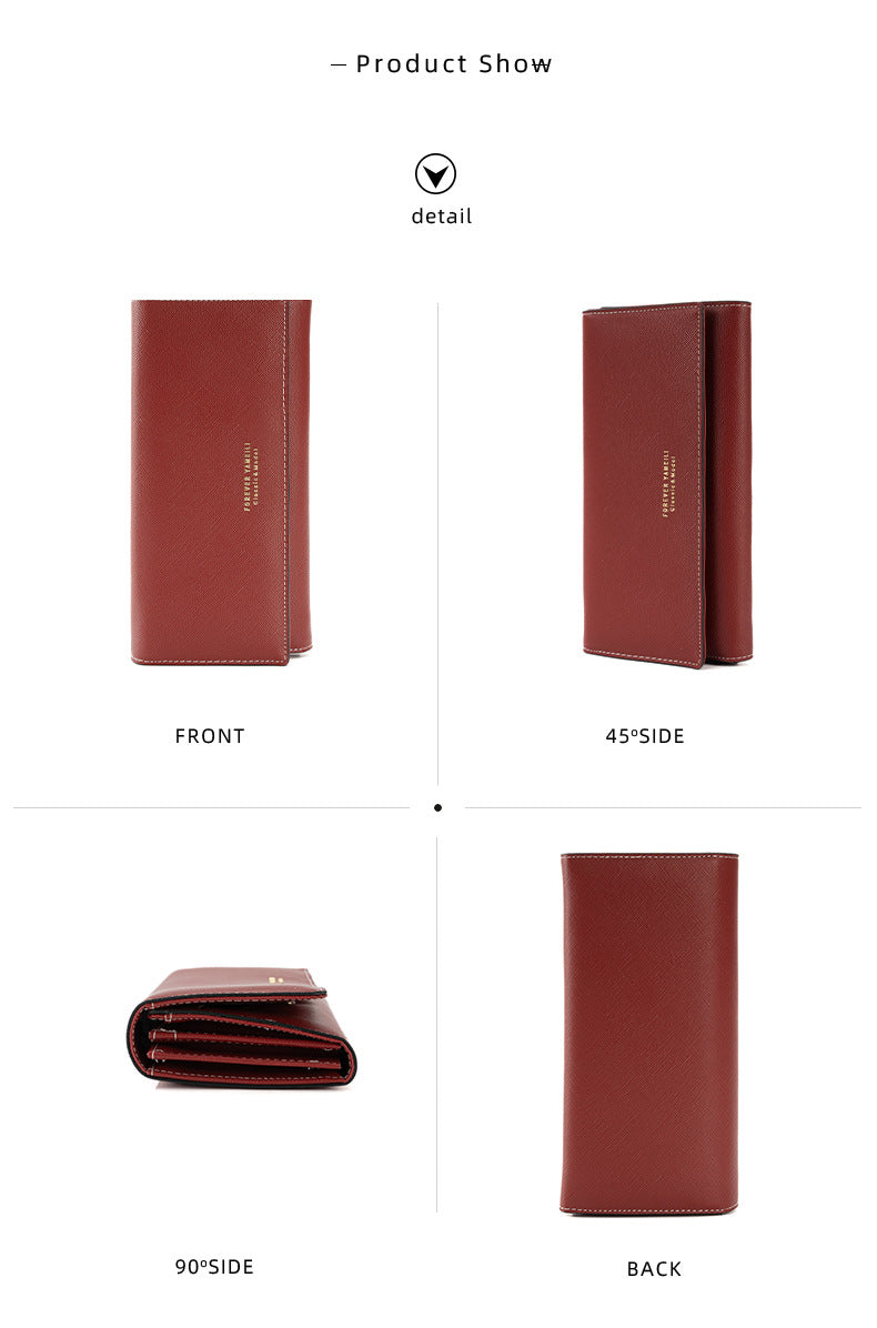 Apricot PU Slim Wallet with Polyester Interior - Stylish Clutch for Cards and Cash V888-ELOSUNG18263