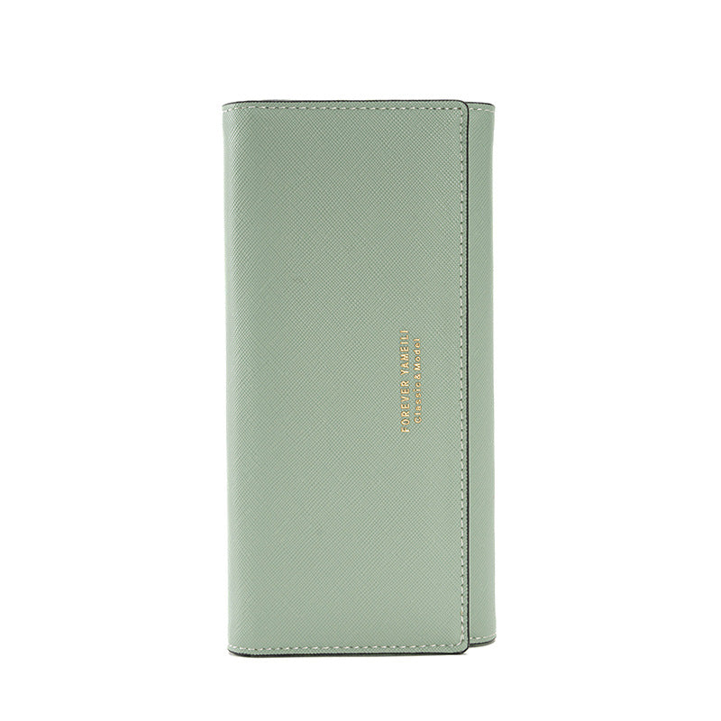 Green PU Slim Wallet with Polyester Interior - Stylish Clutch for Cards and Cash V888-ELOSUNG18264