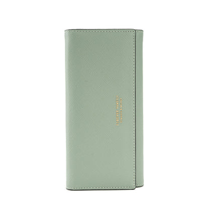 Green PU Slim Wallet with Polyester Interior - Stylish Clutch for Cards and Cash V888-ELOSUNG18264