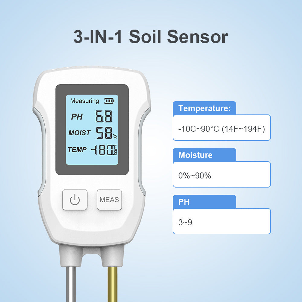 3-in-1 Soil Detector for pH, Moisture, and Temperature - Gardening Tool for Healthy Plants (Battery not V888-ELOSUNG18265
