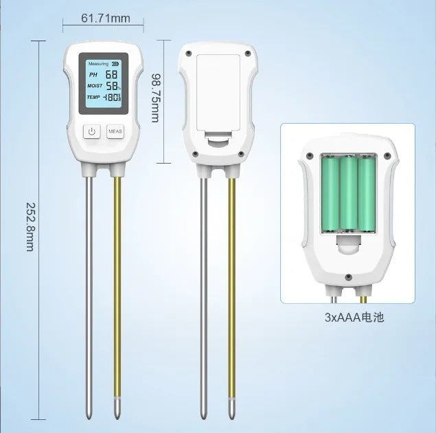 3-in-1 Soil Detector for pH, Moisture, and Temperature - Gardening Tool for Healthy Plants (Battery not V888-ELOSUNG18265