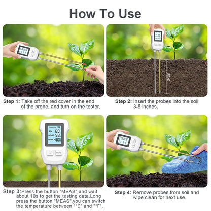 3-in-1 Soil Detector for pH, Moisture, and Temperature - Gardening Tool for Healthy Plants (Battery not V888-ELOSUNG18265