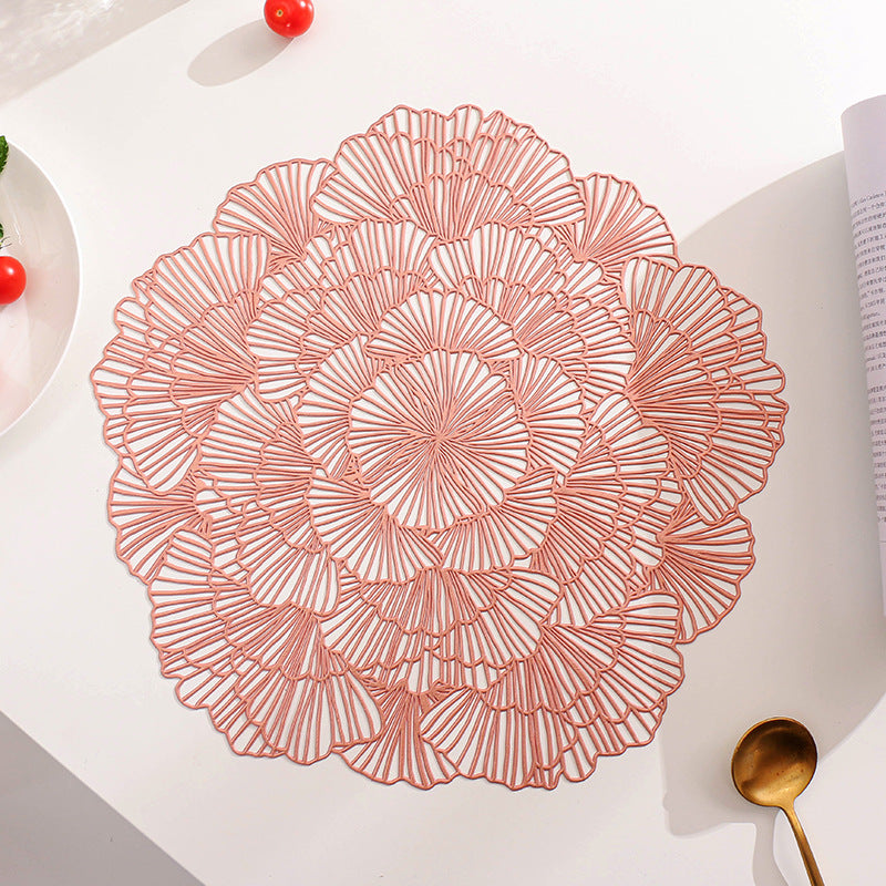Rose Gold Elegant Floral PVC Placemats - Set of 8, Durable & Stylish Table Mats (38cm) V888-ELOSUNG18270