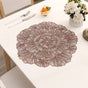 Bronze Color Elegant Floral PVC Placemats - Set of 8, Durable & Stylish Table Mats (38cm) V888-ELOSUNG18271