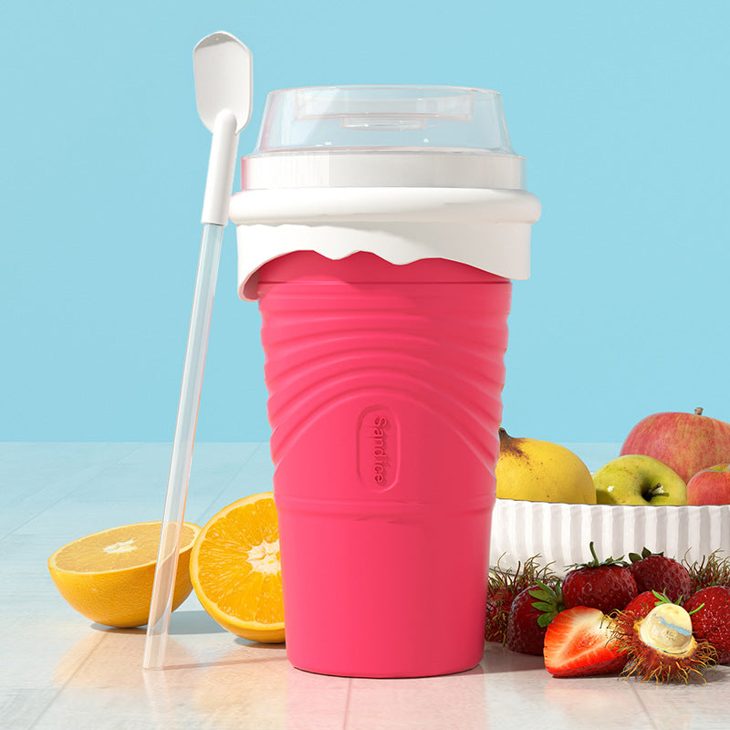 Rose Red Cool Summer Slushie Cup - 500ml Quick-Freeze Smoothie Maker with Straw V888-ELOSUNG18272
