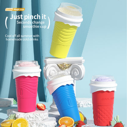 Rose Red Cool Summer Slushie Cup - 500ml Quick-Freeze Smoothie Maker with Straw V888-ELOSUNG18272