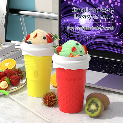 Rose Red Cool Summer Slushie Cup - 500ml Quick-Freeze Smoothie Maker with Straw V888-ELOSUNG18272