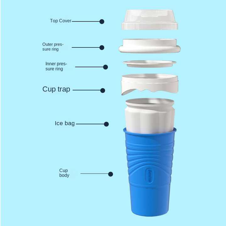 Rose Red Cool Summer Slushie Cup - 500ml Quick-Freeze Smoothie Maker with Straw V888-ELOSUNG18272