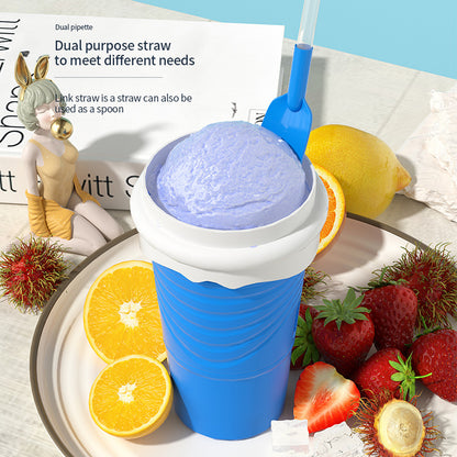Green Cool Summer Slushie Cup - 500ml Quick-Freeze Smoothie Maker with Straw V888-ELOSUNG18274