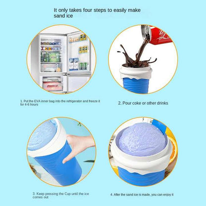 Green Cool Summer Slushie Cup - 500ml Quick-Freeze Smoothie Maker with Straw V888-ELOSUNG18274