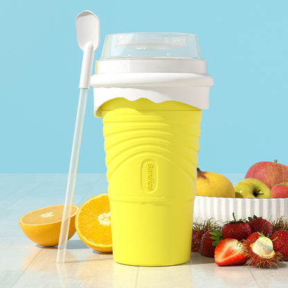 Yellow Cool Summer Slushie Cup - 500ml Quick-Freeze Smoothie Maker with Straw V888-ELOSUNG18275