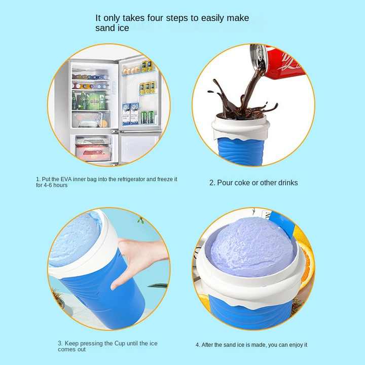 Yellow Cool Summer Slushie Cup - 500ml Quick-Freeze Smoothie Maker with Straw V888-ELOSUNG18275