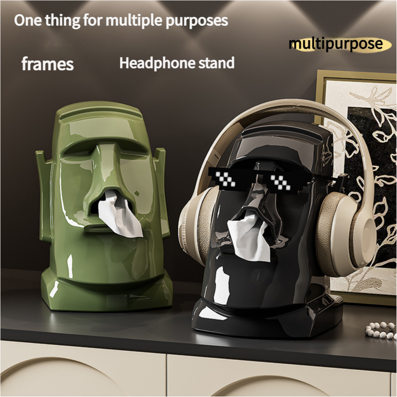 Cream White Versatile Desktop Headphone Stand & Tissue Box (23.5x17x14.5cm) V888-ELOSUNG18284