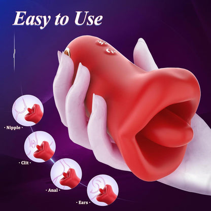 Luxurious Big Mouth Tongue-Licking Vibrator - Multi-Function Adult Massager for Women V888-ELOSUNG18293