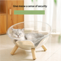 Luxury Transparent Cat Bed with Wooden Legs - Stylish Pet Nest V888-ELOSUNG18309