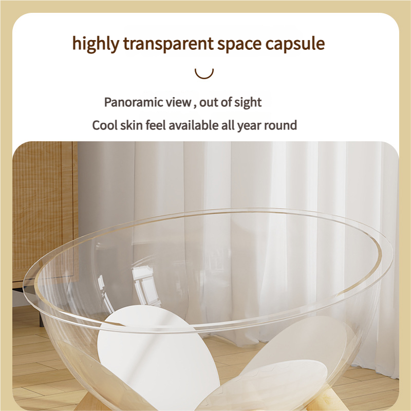Luxury Transparent Cat Bed with Wooden Legs - Stylish Pet Nest V888-ELOSUNG18309
