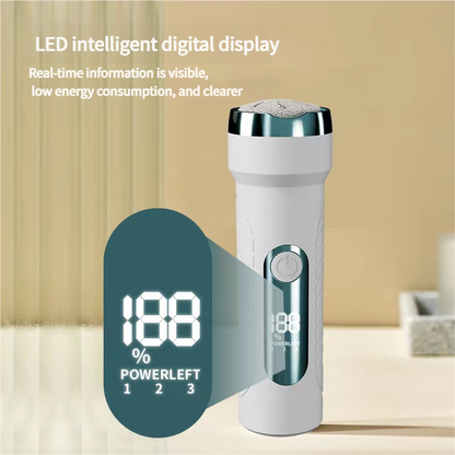 White Waterproof Electric Foot File with LED Display - Rechargeable Callus Remover V888-ELOSUNG18310