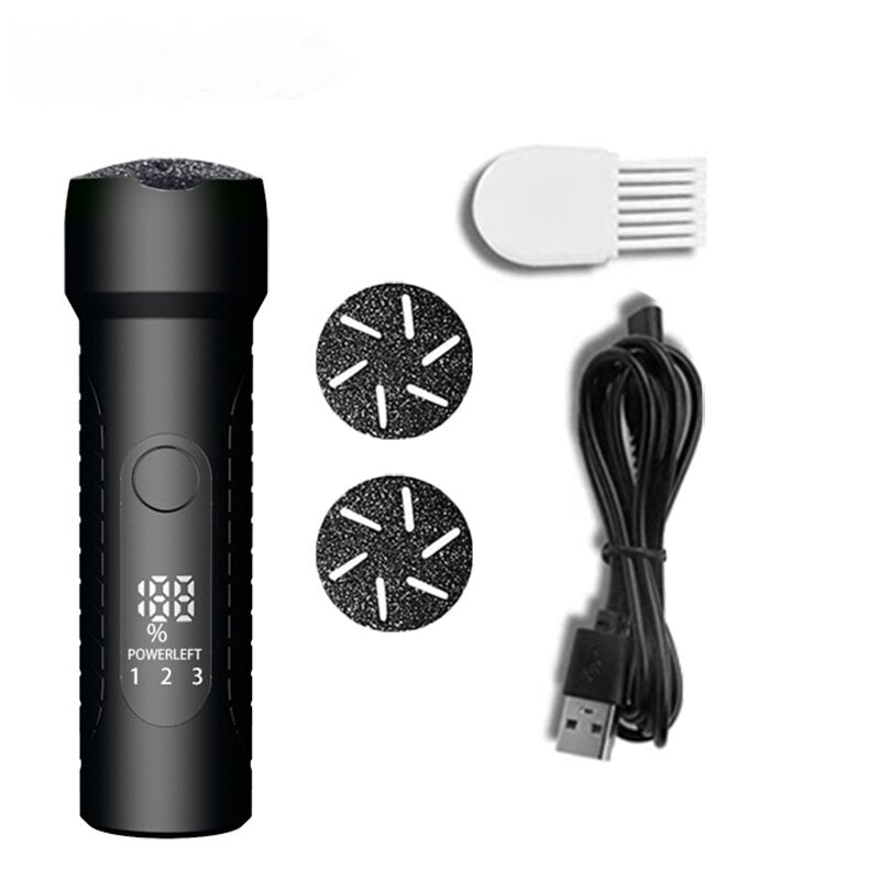Black Waterproof Electric Foot File with LED Display - Rechargeable Callus Remover V888-ELOSUNG18311
