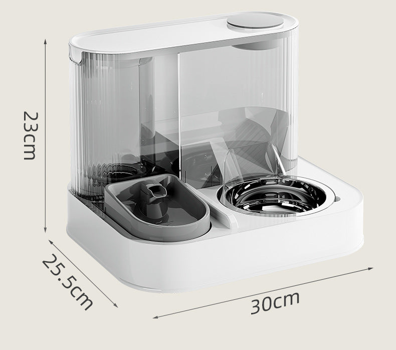 Automatic Pet Feeder and Water Bowl - 2-in-1 Yellow Stainless Steel Bowl Cat Feeding Station V888-ELOSUNG18313