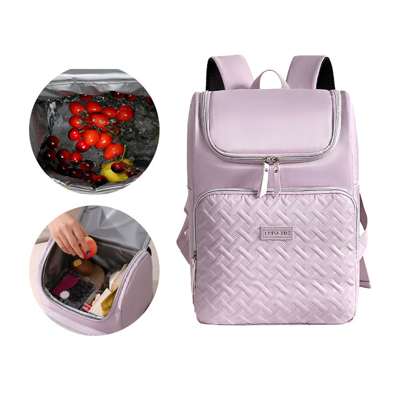Purple Waterproof Insulated Backpack - Large Capacity Cooler Bag for Camping and Picnics V888-ELOSUNG18314