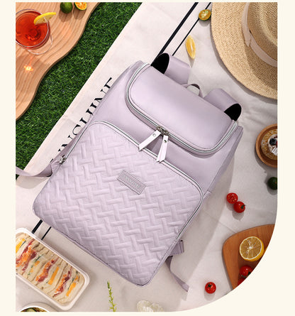 Purple Waterproof Insulated Backpack - Large Capacity Cooler Bag for Camping and Picnics V888-ELOSUNG18314